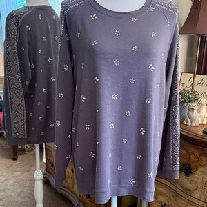 Chelsea & Theadore Long Sleeve Floral and Paisley Top-1X